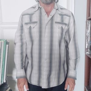 Lucky Brand grey cotton Western Cowboy shirt men's Large